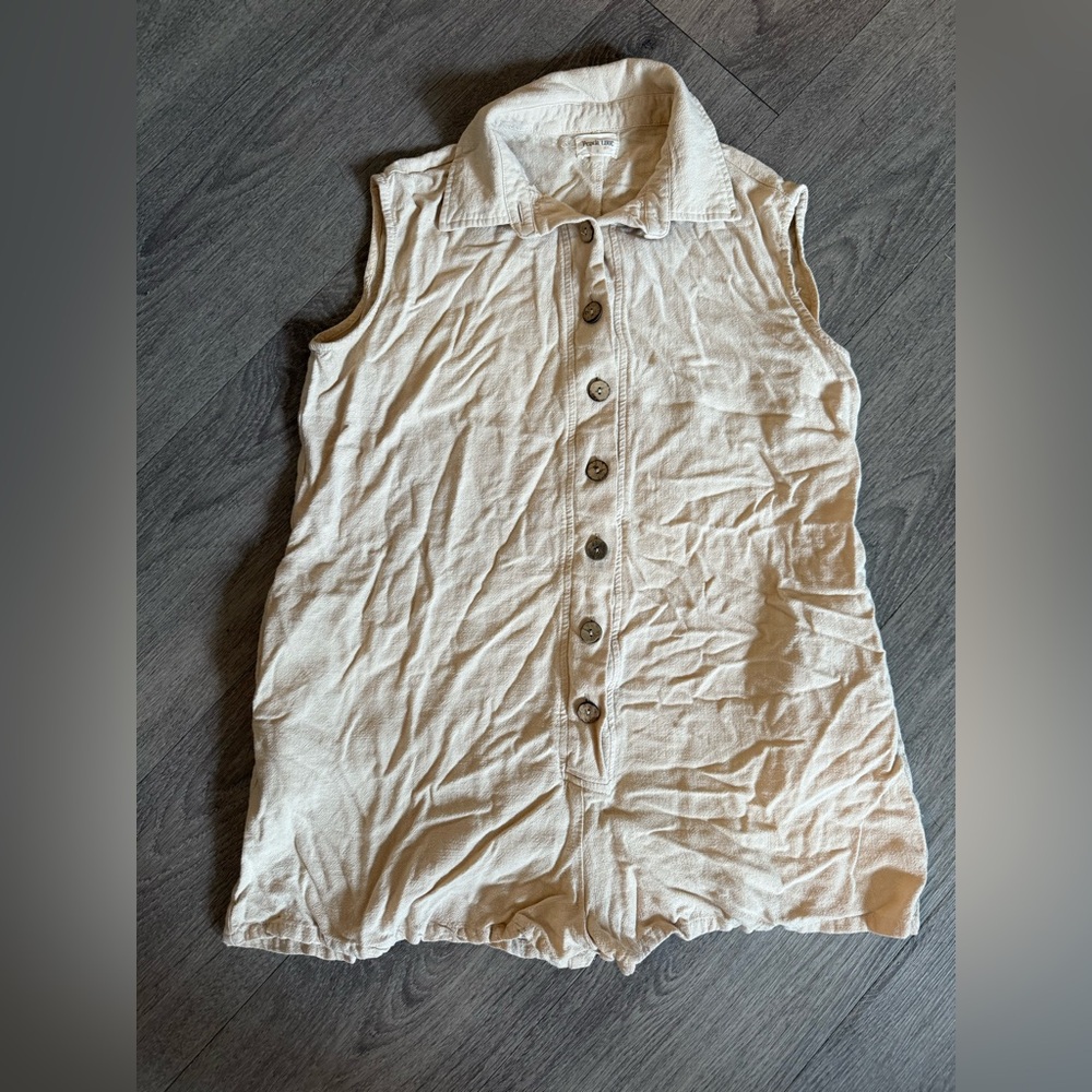 Peach Love California Beige Button Up Romper size small